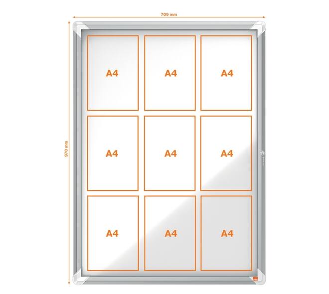 Binnenvitrine Nobo Premium Plus 9xA4 draaideur magnetisch