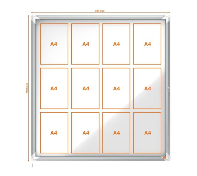 Buitenvitrine Nobo Premium Plus 12xA4 draaideur magnetisch