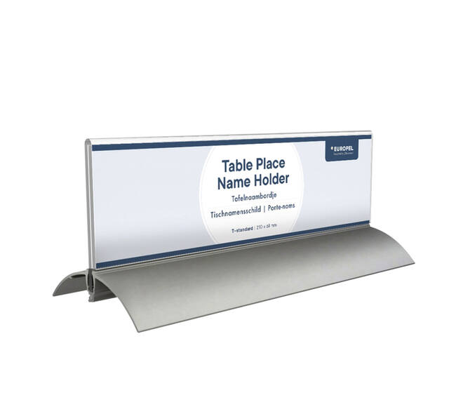 Tafelnaambord Europel 2 61x210mm acryl aluminium