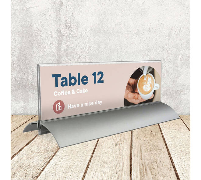 Tafelnaambord Europel 2 61x210mm acryl aluminium