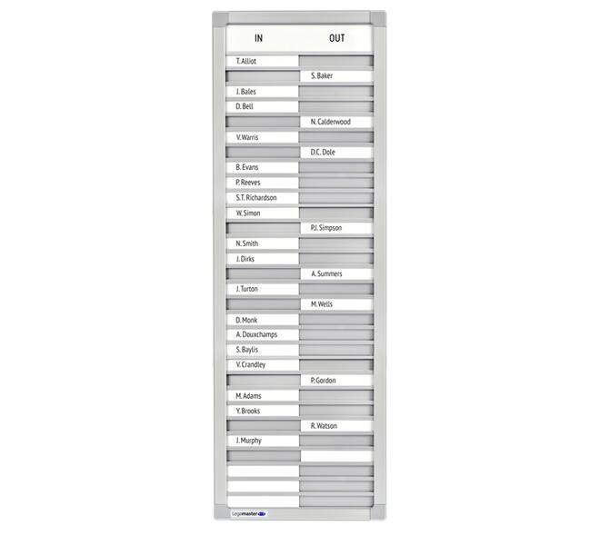 Aan-afwezigheidsbord Legamaster 770x260mm 30 namen