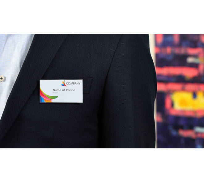 Badge Europel met clip en speld 75x40mm 24st