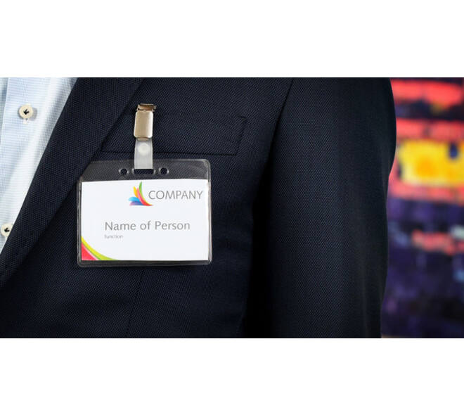 Badge Europel met strip en clip 90x60mm