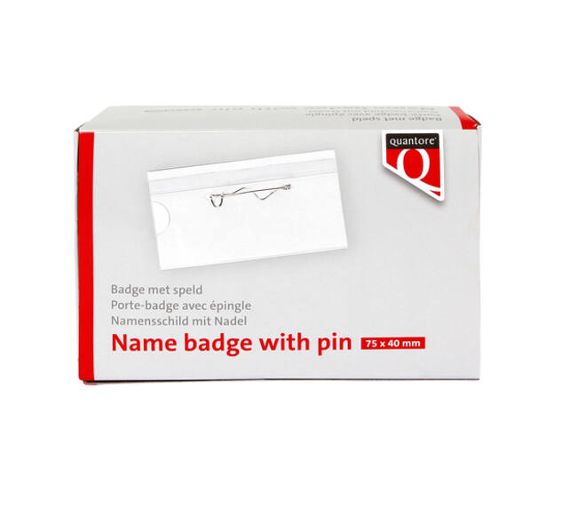 Badge Quantore met speld 40x75mm