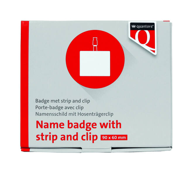 Badge Quantore met clip 60x90mm