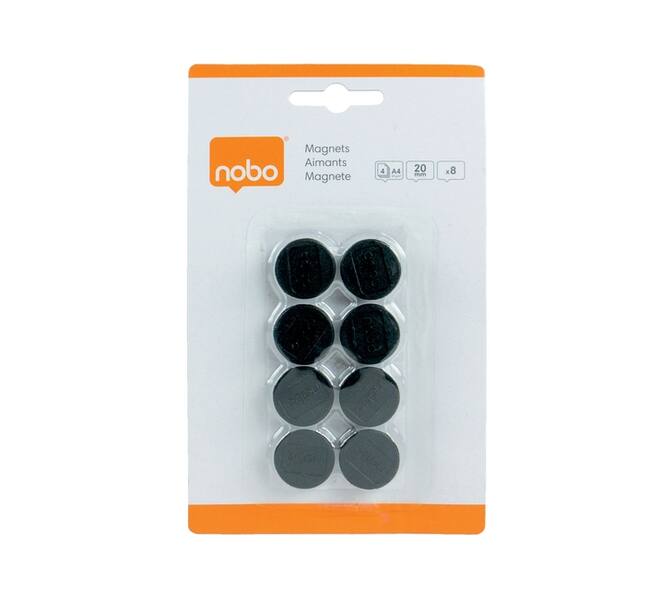 Magneet Nobo 20mm zwart 8 stuks