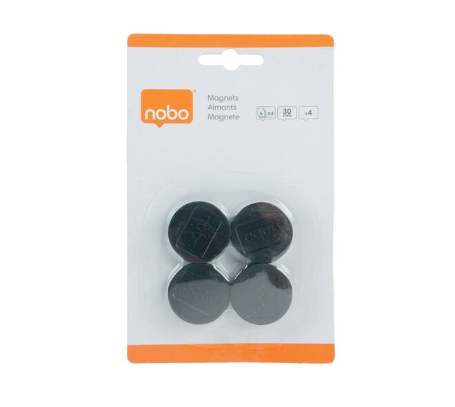 Magneet Nobo 30mm zwart 4 stuks