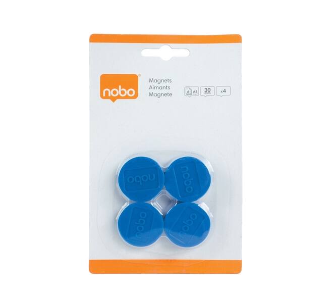Magneet Nobo 30mm blauw 4 stuks