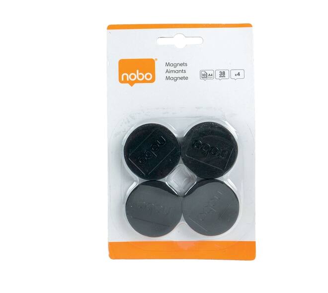Magneet Nobo 38mm zwart 4 stuks
