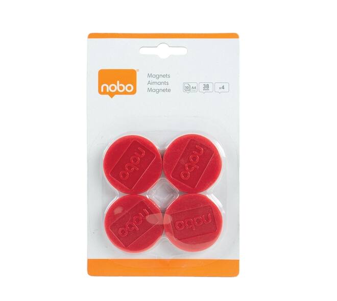 Magneet Nobo 38mm rood 4 stuks