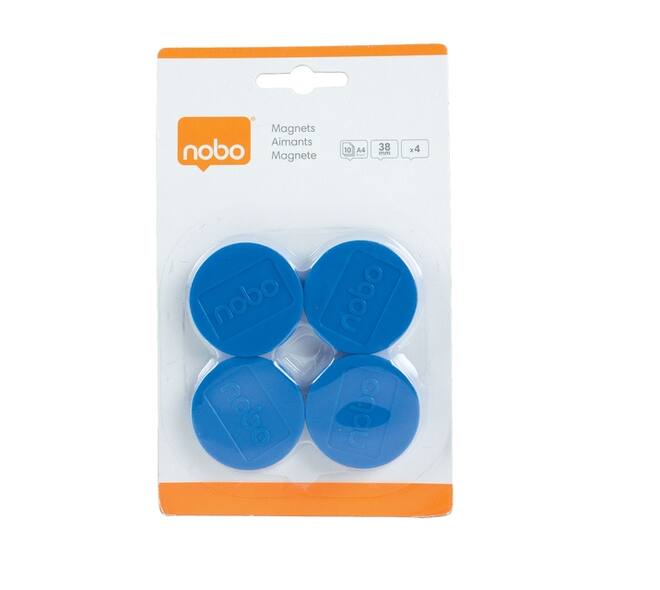 Magneet Nobo 38mm blauw 4 stuks