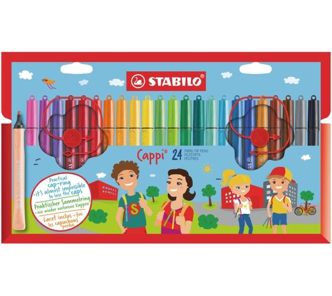 Viltstift STABILO Cappi 168/24 medium assorti etui à 24 stuks