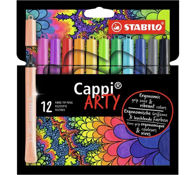 Viltstift STABILO Cappi 168/12 Arty medium assorti etui à 12 stuks