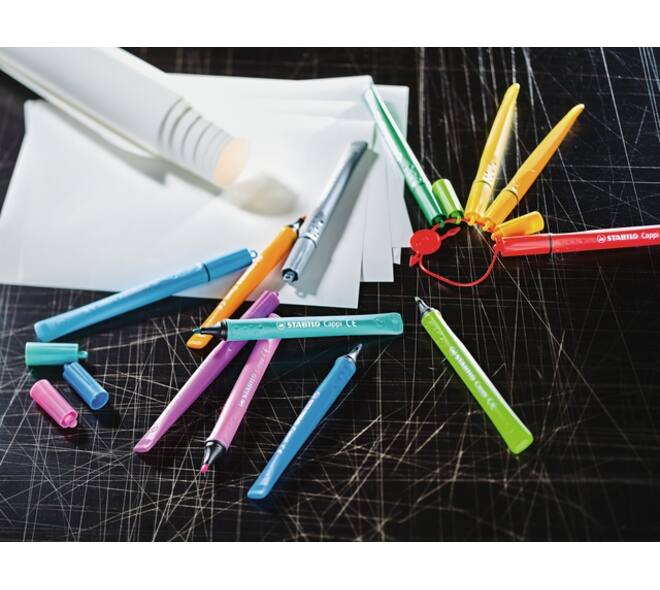 Viltstift STABILO Cappi 168/12 Arty medium assorti etui à 12 stuks