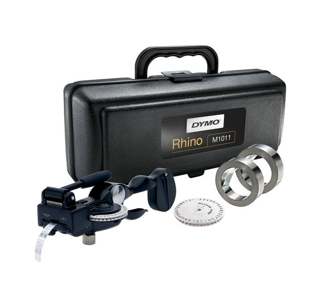 Lettertang Dymo Rhino M1011 embossing industrieel zwart in koffer