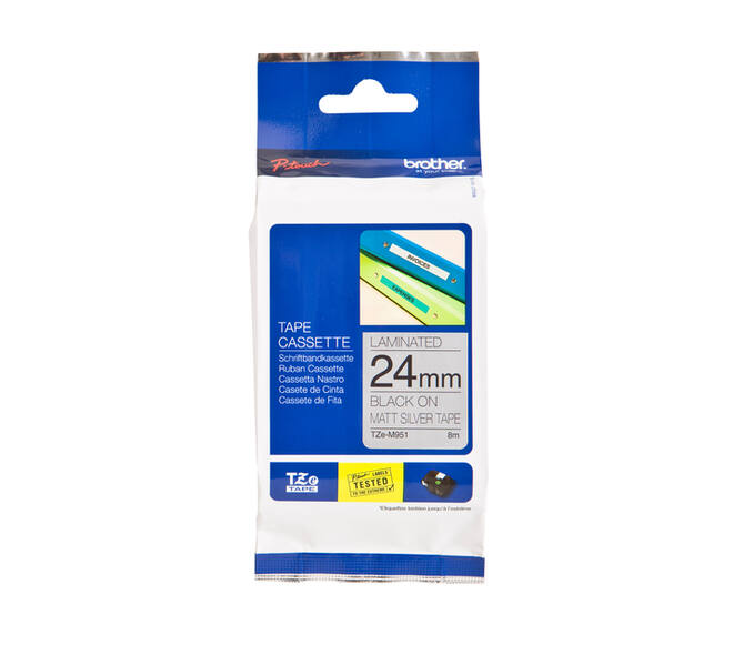 Labeltape Brother P-touch TZe-M951 metallic 24mm zwart op zilver