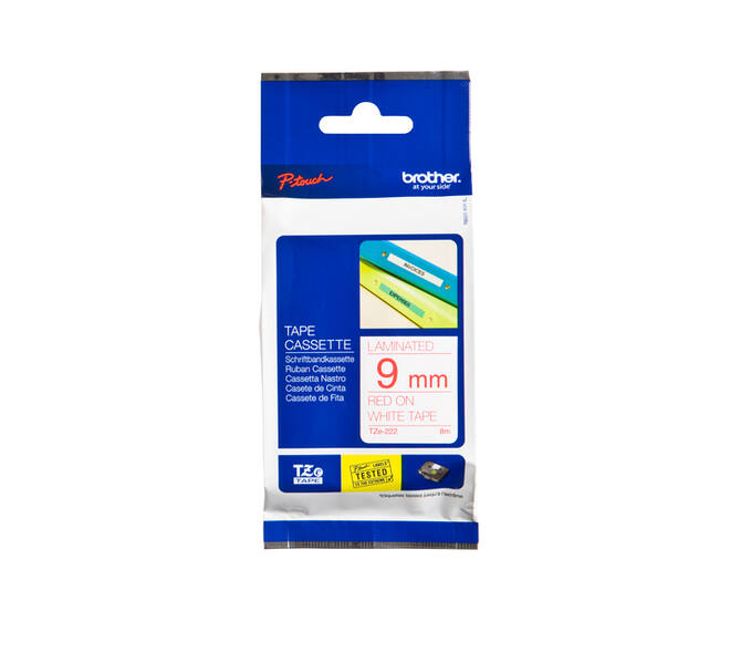 Labeltape Brother P-touch TZe-222 standaard 9mm rood op wit