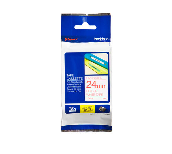 Labeltape Brother P-touch TZe-252 standaard 24mm rood op wit
