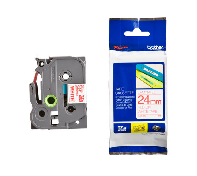 Labeltape Brother P-touch TZe-252 standaard 24mm rood op wit