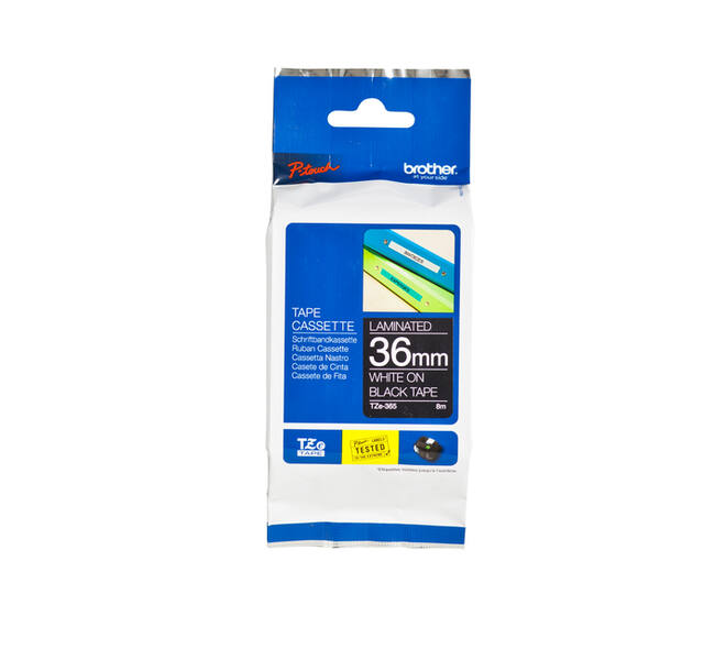 Labeltape Brother P-touch TZe-365 standaard 36mm wit op zwart