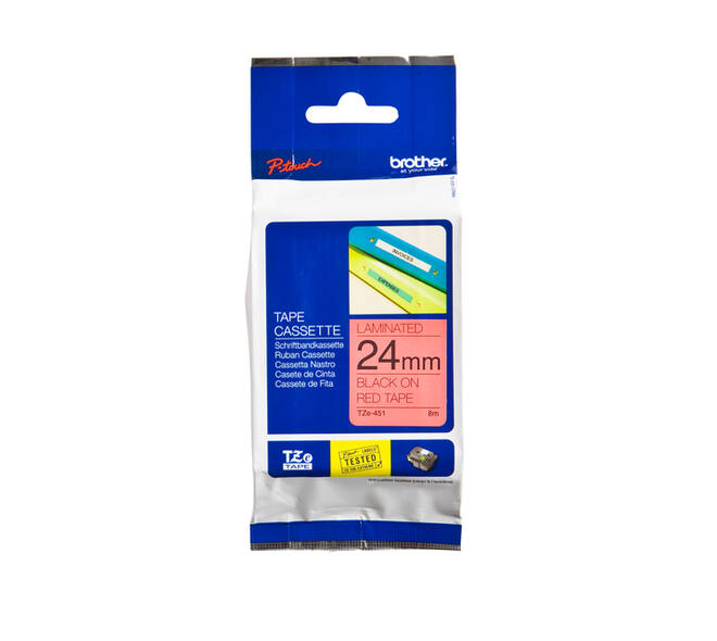 Labeltape Brother P-touch TZe-451 standaard 24mm zwart op rood