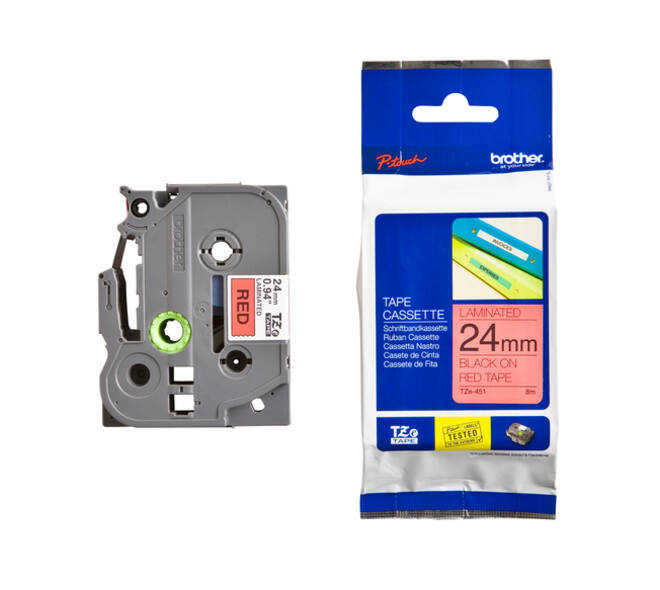 Labeltape Brother P-touch TZe-451 standaard 24mm zwart op rood