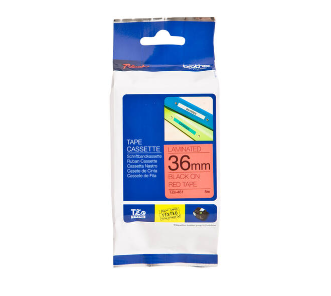 Labeltape Brother P-touch TZe-461 standaard 36mm zwart op rood
