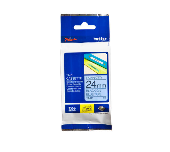 Labeltape Brother P-touch TZe-551 standaard 24mm zwart op blauw