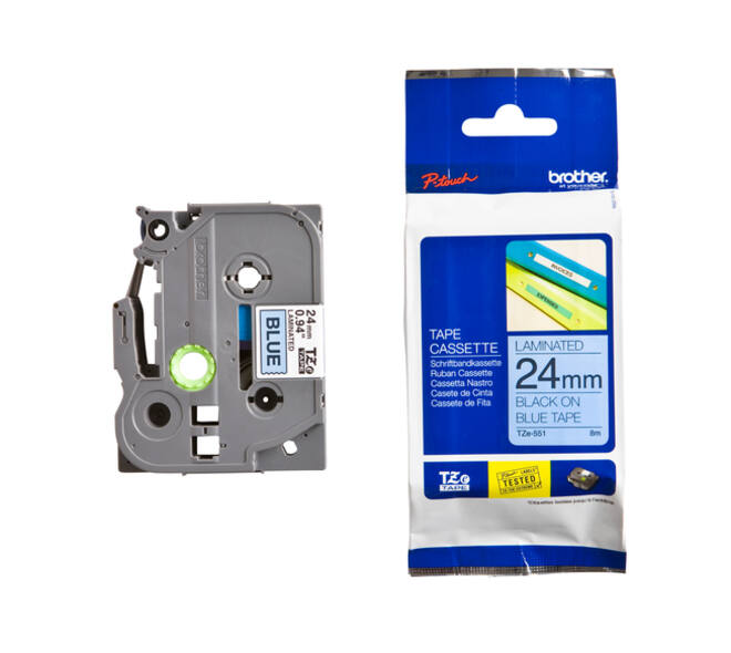Labeltape Brother P-touch TZe-551 standaard 24mm zwart op blauw