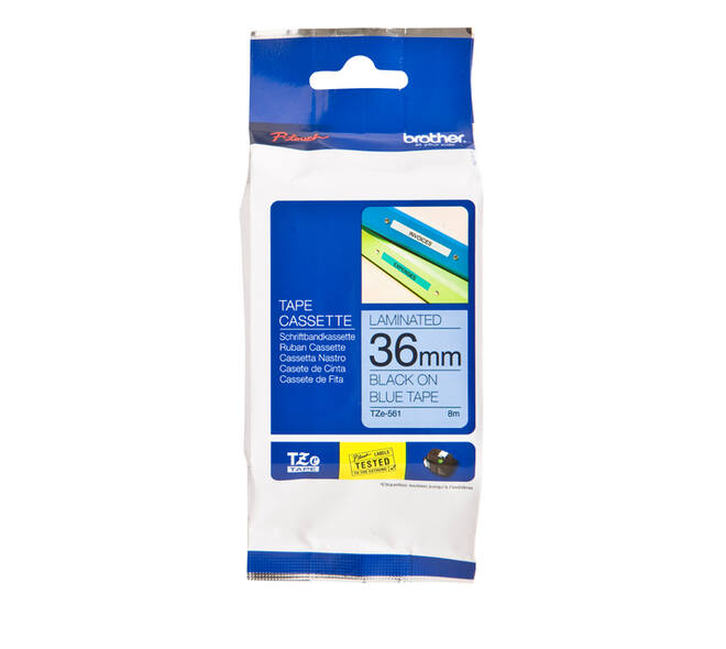 Labeltape Brother P-touch TZe-561 standaard 36mm zwart op blauw