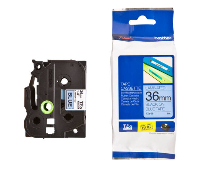 Labeltape Brother P-touch TZe-561 standaard 36mm zwart op blauw