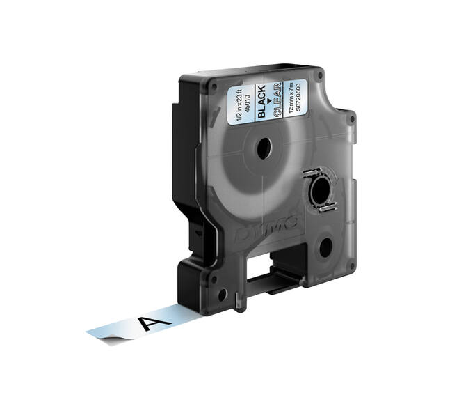 Labeltape Dymo LabelManager D1 polyester 12mm zwart op transparant