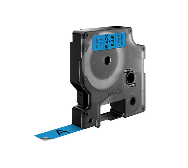 Labeltape Dymo LabelManager D1 polyester 12mm zwart op blauw