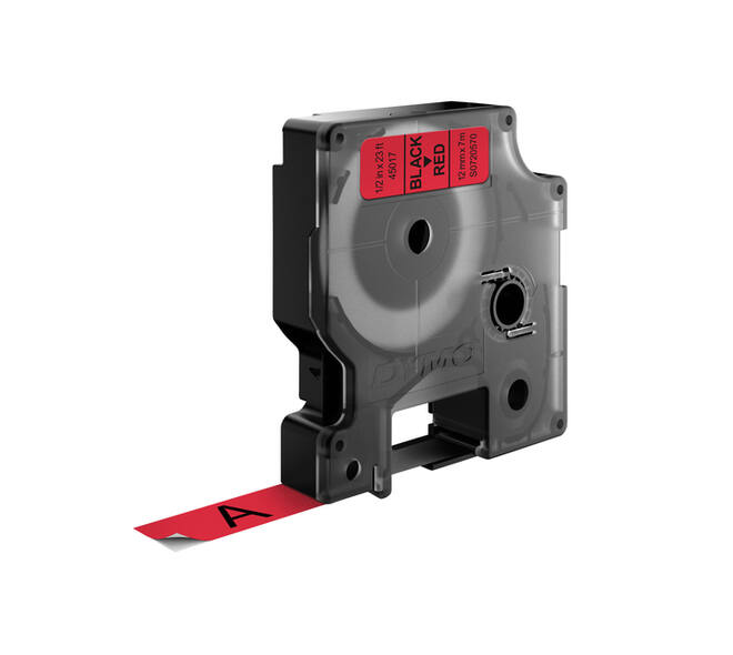 Labeltape Dymo LabelManager D1 polyester 12mm zwart op rood