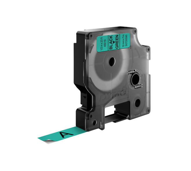 Labeltape Dymo LabelManager D1 polyester 12mm zwart op groen