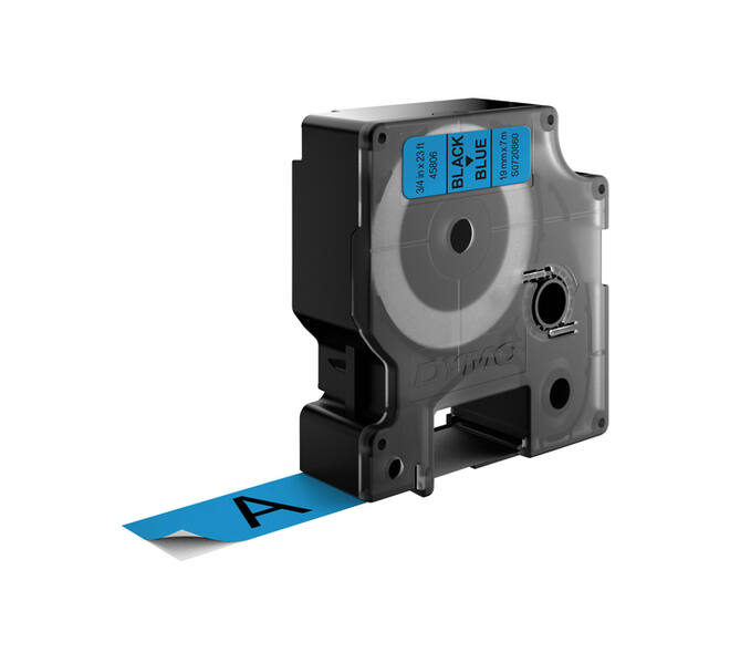Labeltape Dymo LabelManager D1 polyester 19mm zwart op blauw