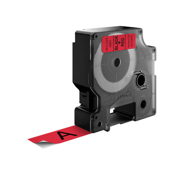 Labeltape Dymo LabelManager D1 polyester 19mm zwart op rood