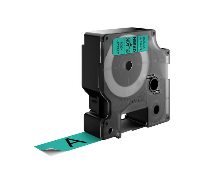 Labeltape Dymo LabelManager D1 polyester 19mm zwart op groen