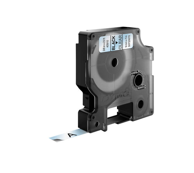 Labeltape Dymo LabelManager D1 polyester 9mm zwart op transparant