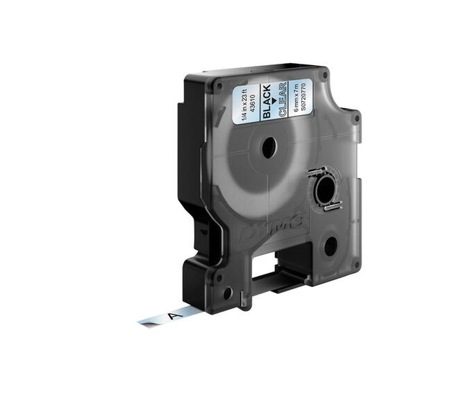 Labeltape Dymo LabelManager D1 polyester 6mm zwart op transparant
