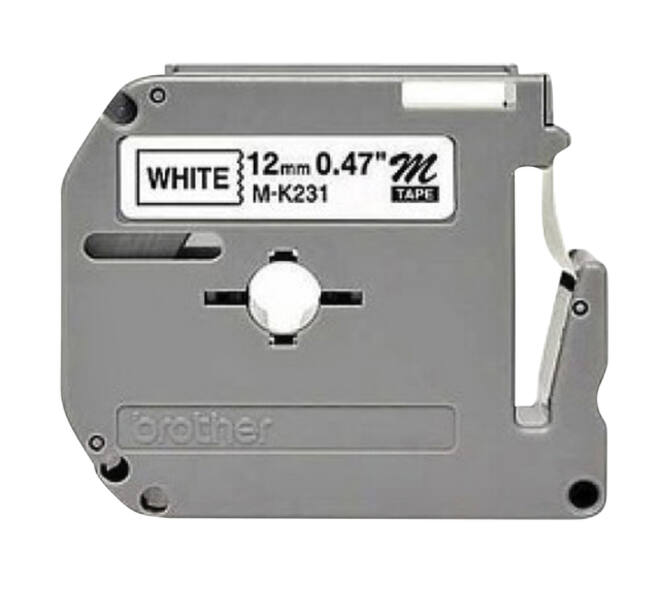 Labeltape Brother P-touch M-K231 ongelamineerd 12mm zwart op wit
