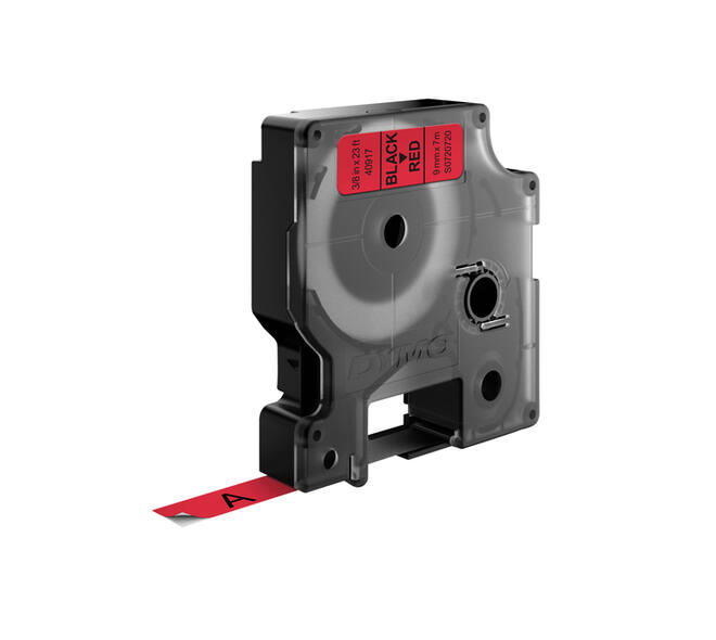 Labeltape Dymo LabelManager D1 polyester 9mm zwart op rood