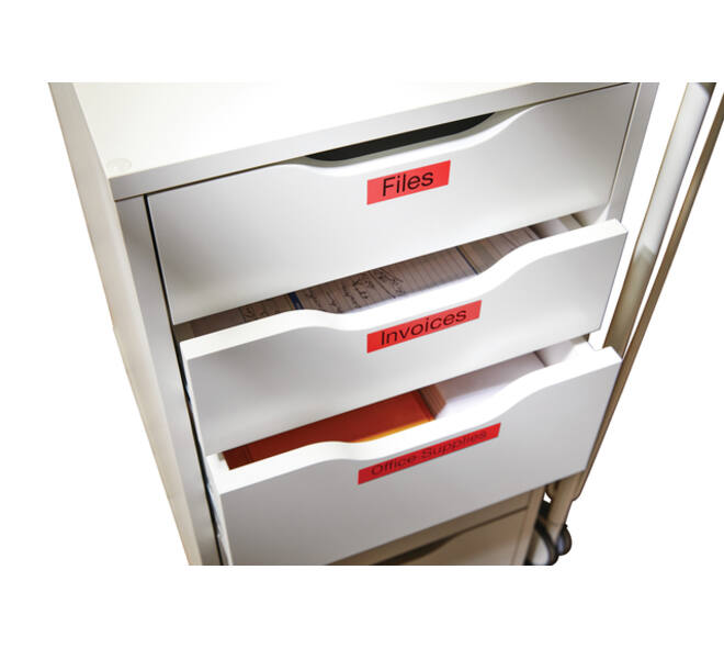 Labeltape Dymo LabelManager D1 polyester 9mm zwart op rood