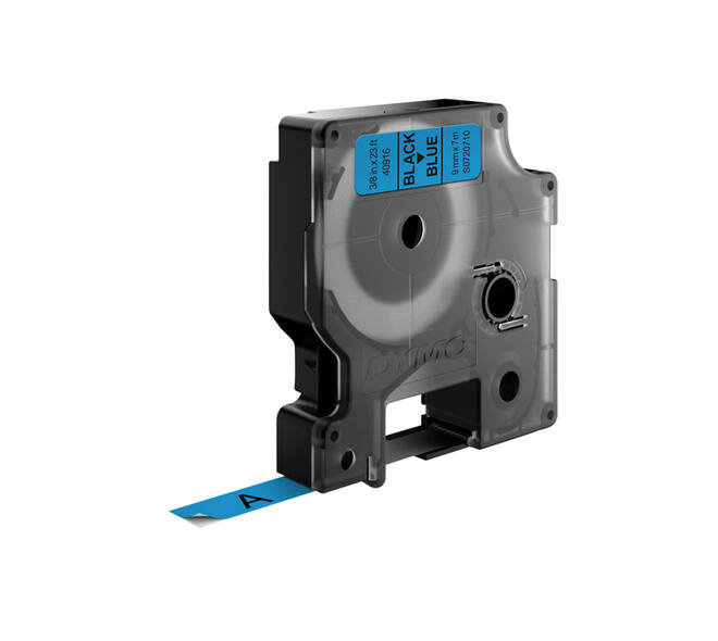 Labeltape Dymo LabelManager D1 polyester 9mm zwart op blauw