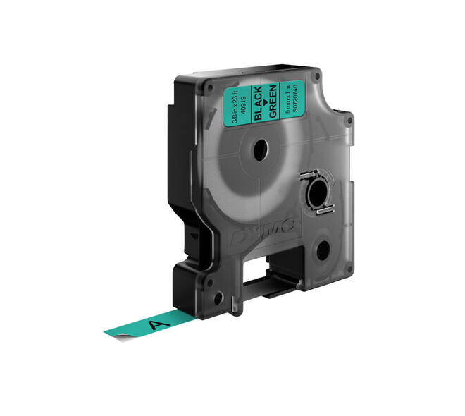 Labeltape Dymo LabelManager D1 polyester 9mm zwart op groen