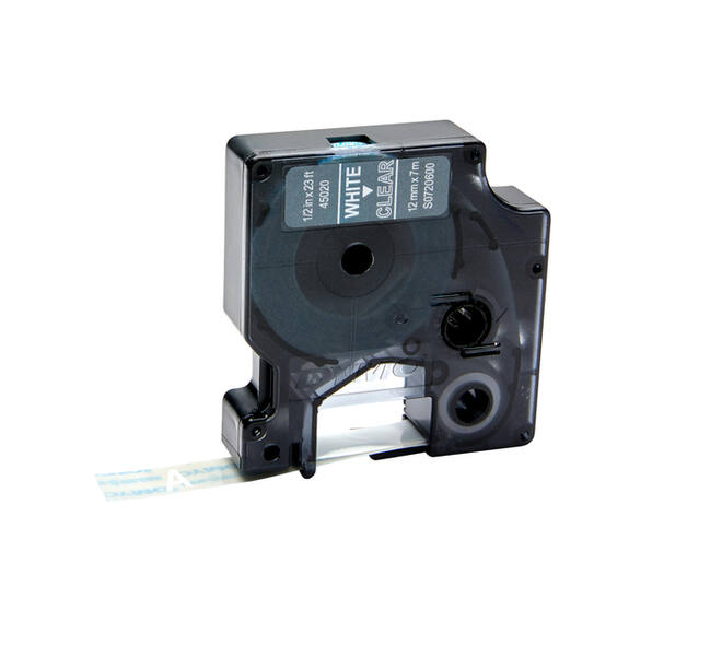 Labeltape Dymo LabelManager D1 polyester 12mm wit op transparant