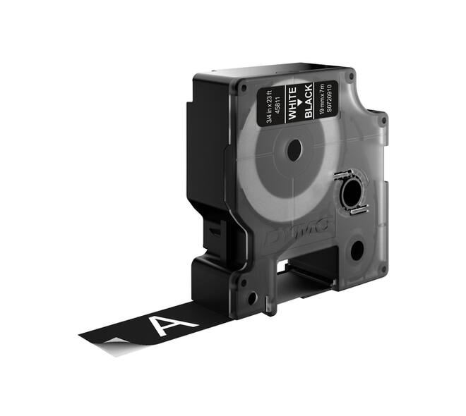 Labeltape Dymo LabelManager D1 polyester 19mm wit op zwart