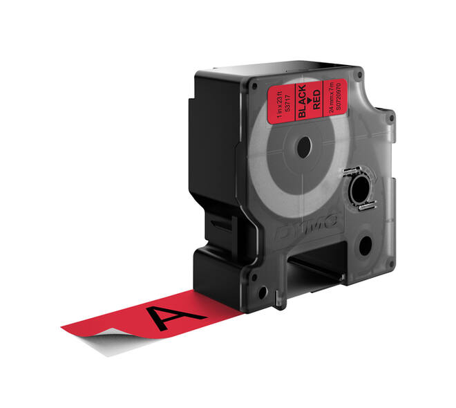 Labeltape Dymo LabelManager D1 polyester 24mm zwart op rood