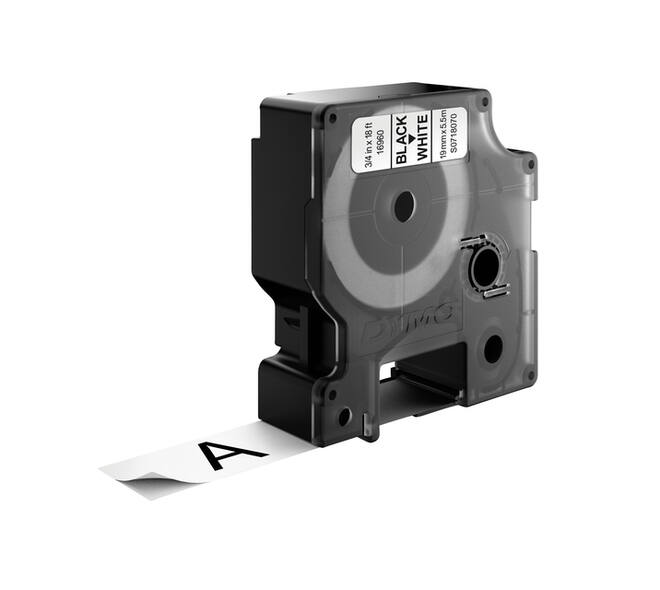 Labeltape Dymo LabelManager D1 polyester 19mmx5,5m zwart op wit