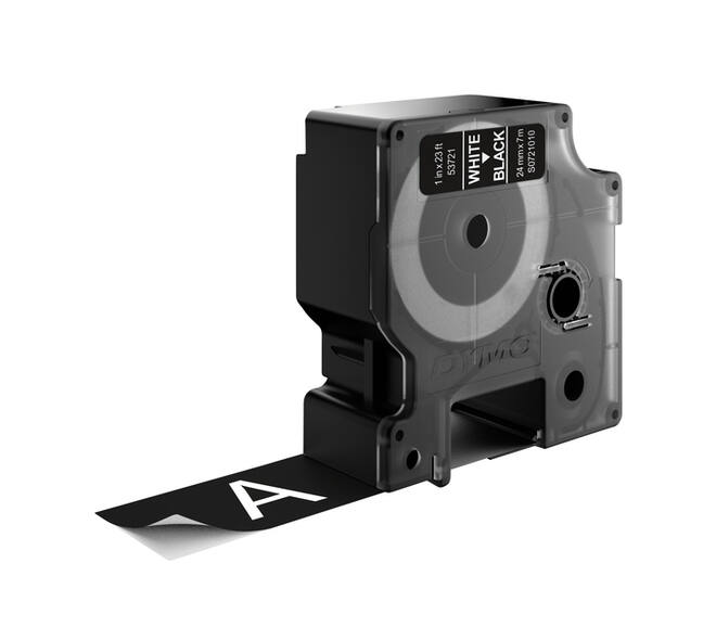 Labeltape Dymo LabelManager D1 polyester 24mm wit op zwart